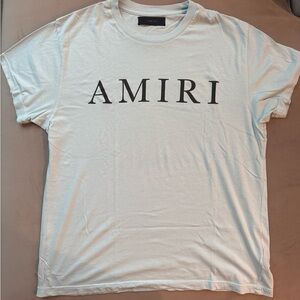 AMIRI White Short Sleeve Tee with Bold Branding